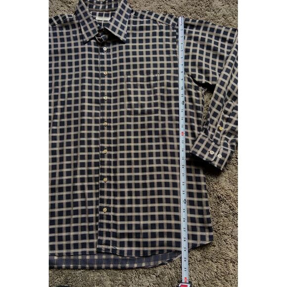 Men's Burberry XL Black Gold Check Classic Dress Shirt Long Sleeve USA Early 00s - Picture 7 of 11